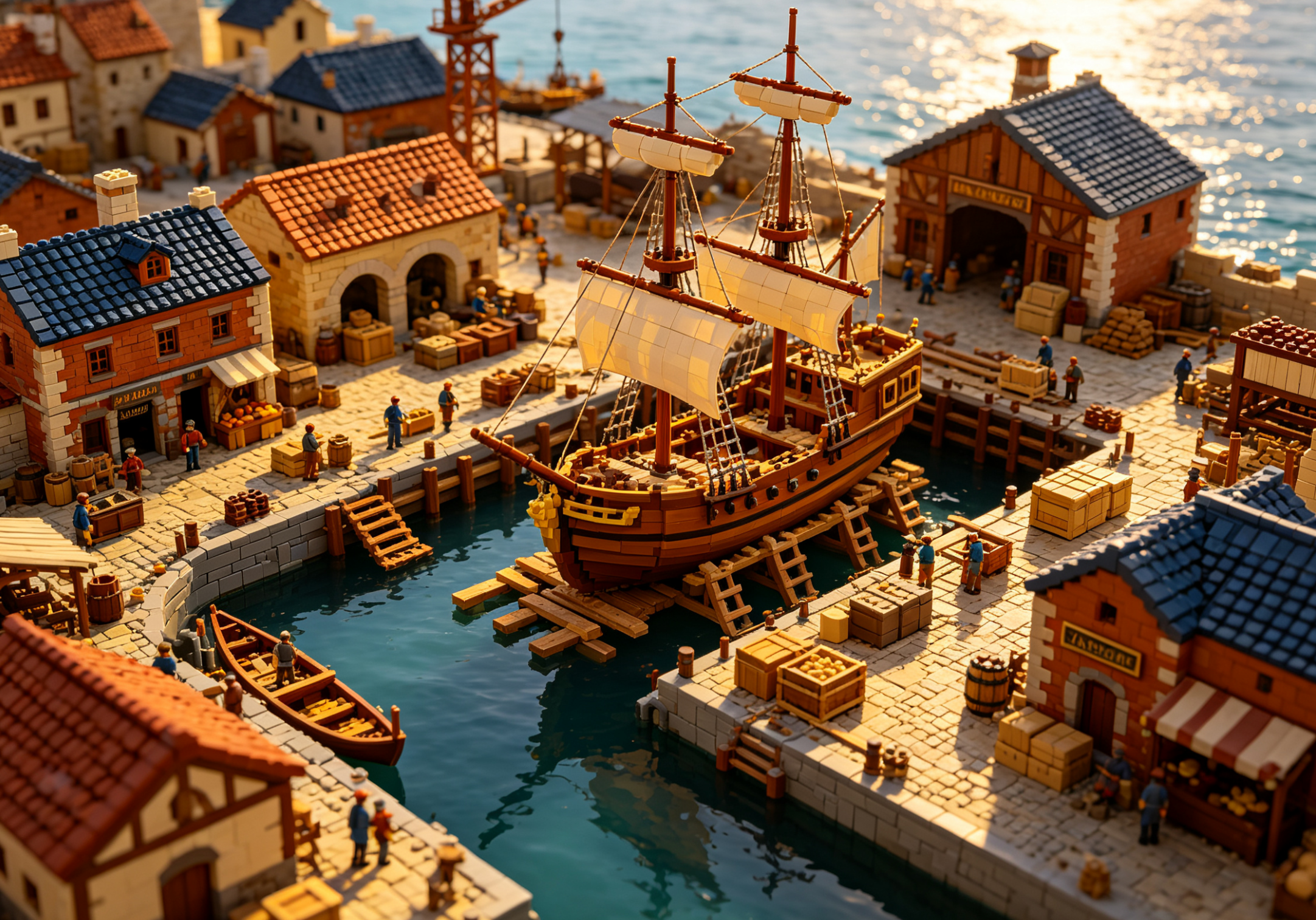 Build an Ancient Dockyard Scene With Block Sets