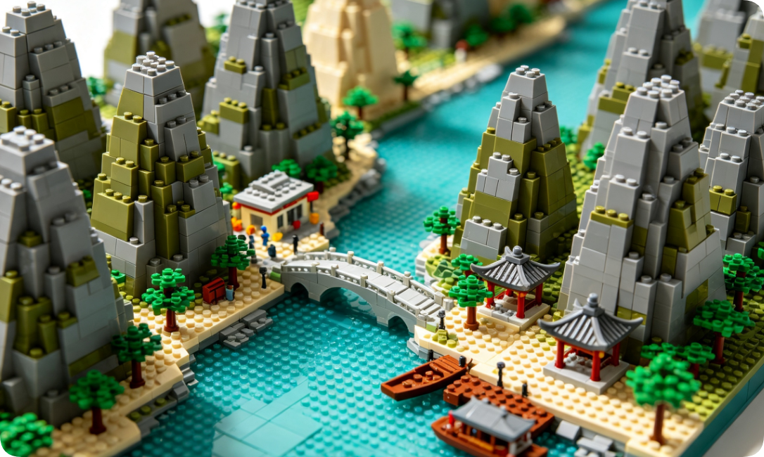 How to Build a Stunning Guilin Mountain Landscape Scene with Building Blocks
