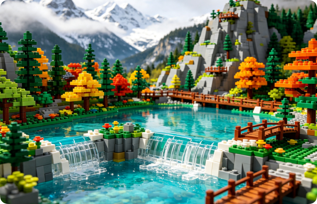 How to Build a Jiuzhaigou Valley Model: Capturing Turquoise Lakes, Tiered Waterfalls, and Forest Reflections in Bricks
