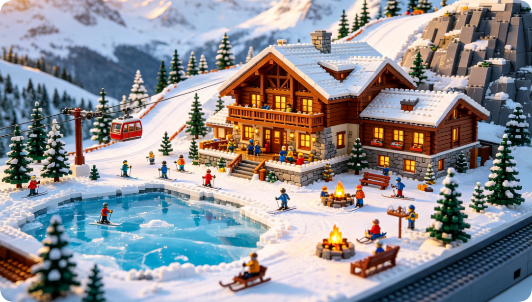 How to Build a Cozy Snow Mountain Lodge and Alpine Village Scene