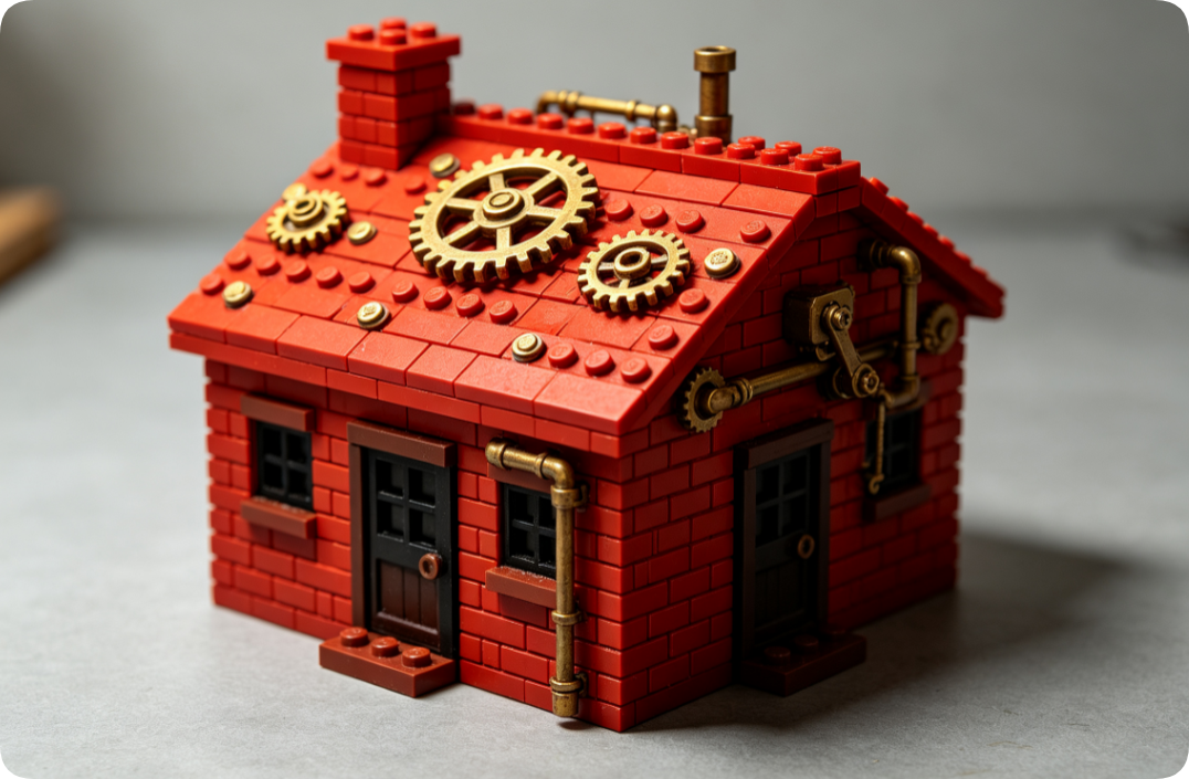 How to Build a Steampunk Mechanical Redbrick House with Affordable Brick Sets