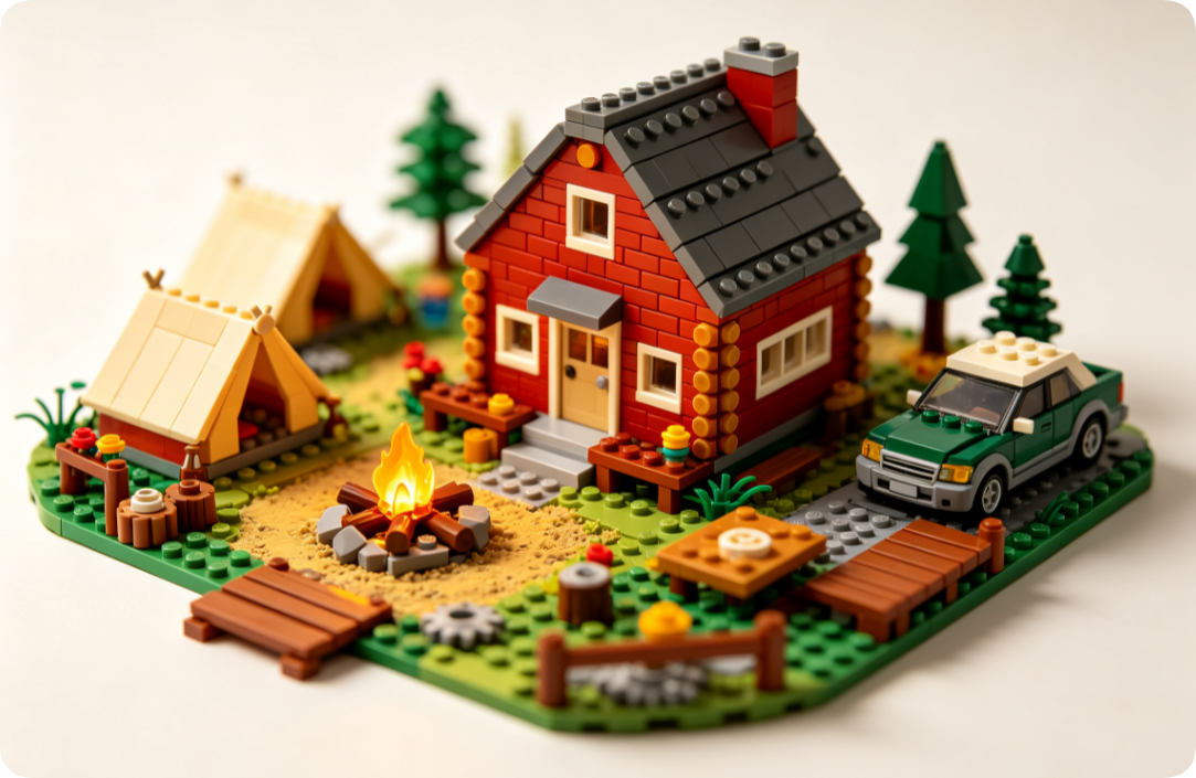 How to Build a Red Brick House and a Campground Scene with Alternative Bricks