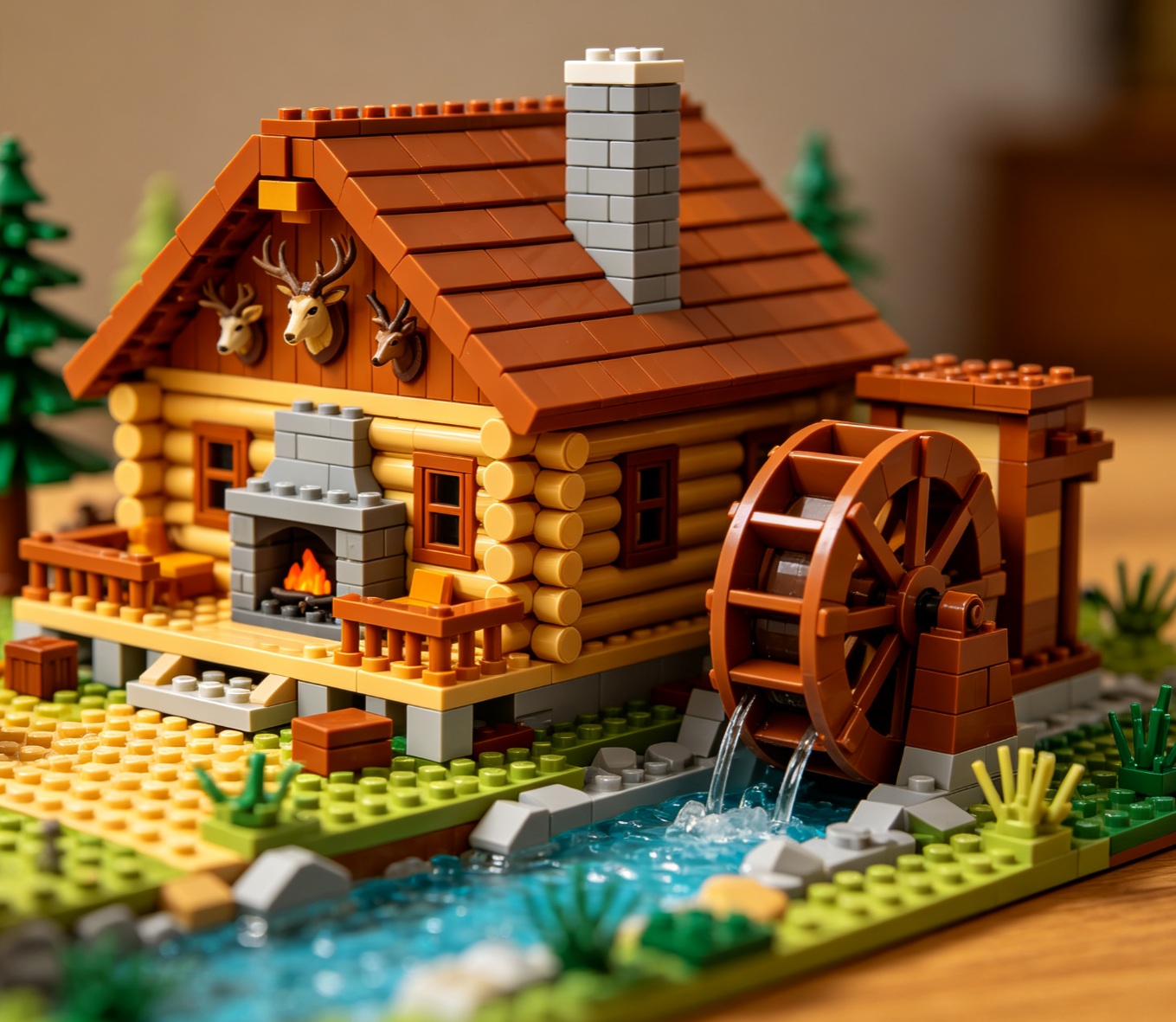 How to Build a Hunting Cabin and Water Mill Toy Using Imitation Legos