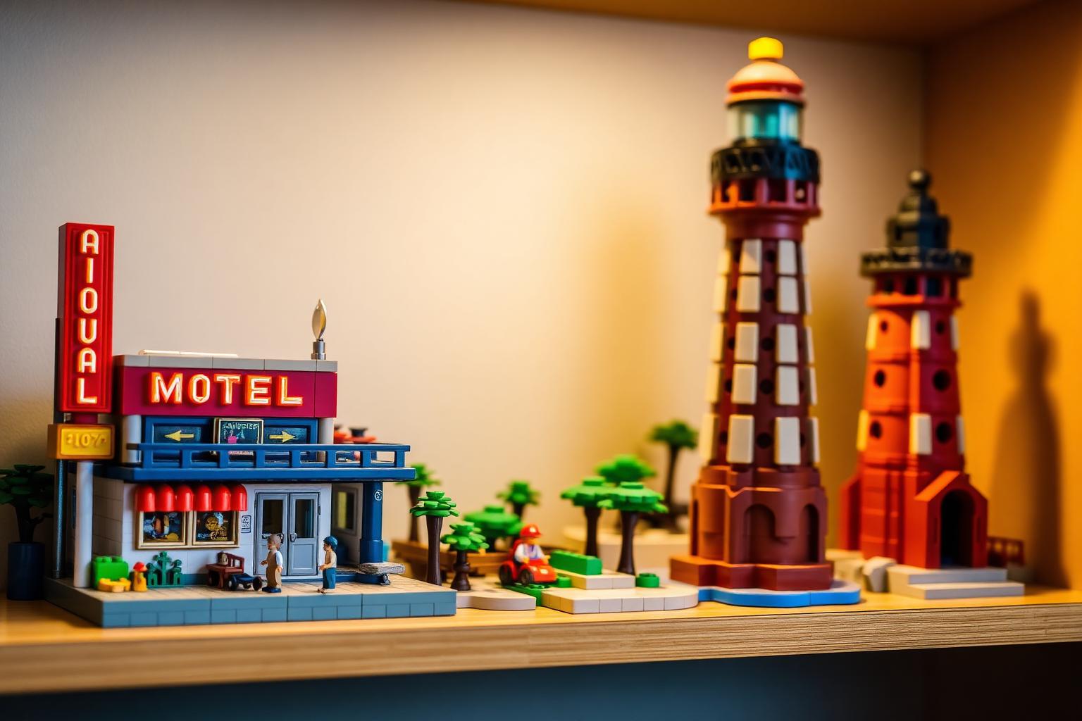 How to Build and Display a Themed Brick Diorama: Motels, Lighthouses, and Ancient Wonders
